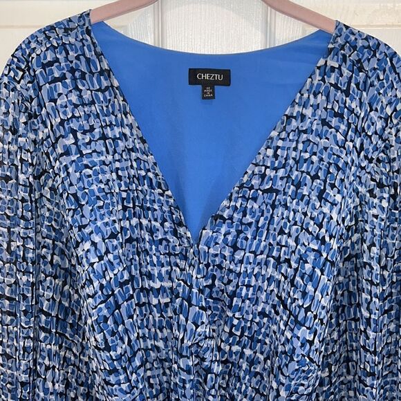 Cheztu Women’s plus size 22 blue geometric print midi dress - Picture 9 of 14